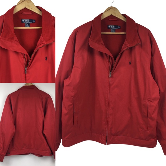 Polo Ralph Lauren Other - POLO Ralph Lauren Red Zip Jacket Barracuda Fleece Lined Harrington Size XL